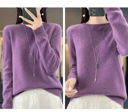New cashmere sweater women's sweater in autumn and winter 100% merino wool fashion O-neck autumn warm pullover top