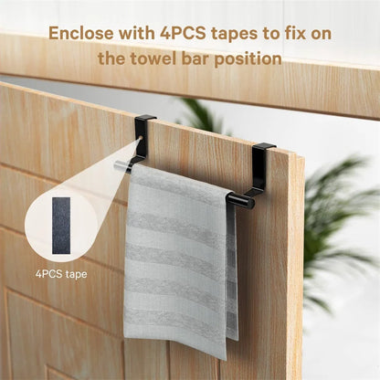 Estante para trapos de cocina y baño de acero inoxidable, colgador de paños de cocina, toallero de un solo poste, soporte colgante para puerta trasera.