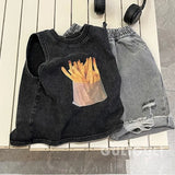 T-shirt Summer Wear Children Clothing Retro Black Cotton Handsome Boys Sleeveless Easy Vest Tide Tops 2024 Fashion Cool