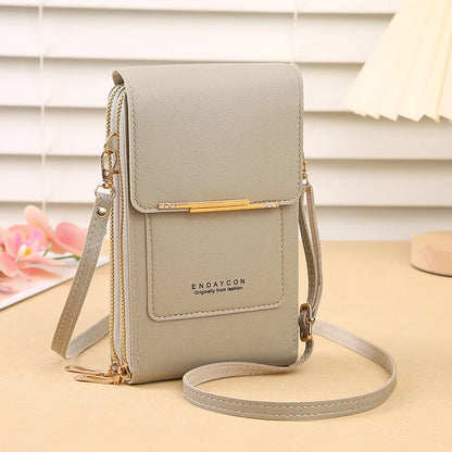 Cartera para teléfono móvil con pantalla táctil, de piel sintética, para mujer, minibolso de hombro con solapa, tipo bandolera, pequeño