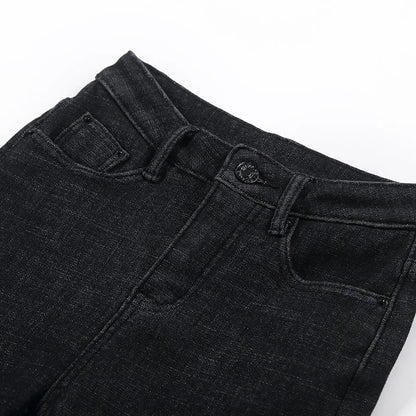 2023 Mujeres Jeans Térmicos Invierno Nieve Cálido Felpa Elástico Jeans Señora Skinny Espesar Polar Denim Pantalones Largos Retro Lápiz Pantalones