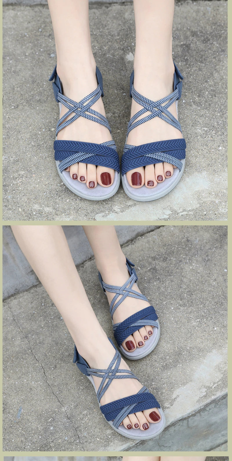 New 2025 Sports Sandals Rubber Velcro Large Size Women's Shoes Casual Comfortable Breathable Simple Summer Middle-Aged People