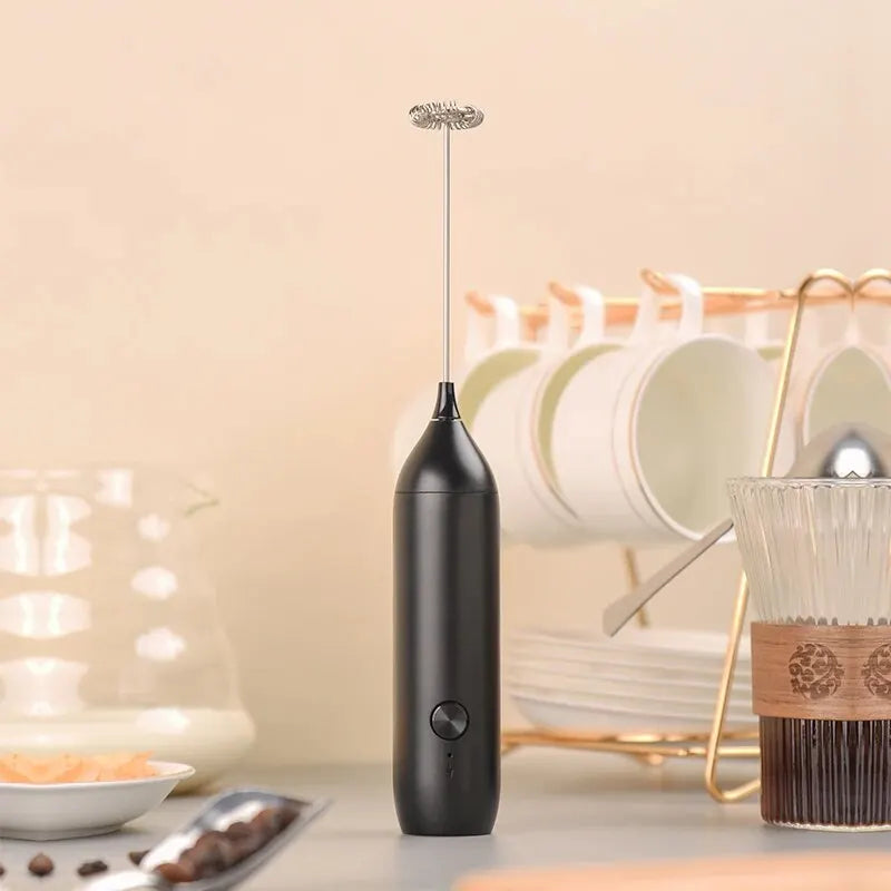 Electric Milk Frother Coffee Frother USB-C Rechargeable Electric Whisk Powerful Mini Drink Mixer