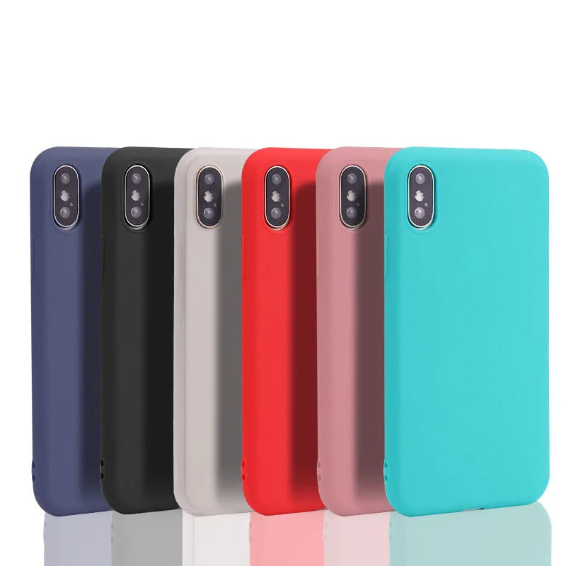 Funda de TPU suave ultrafina de color caramelo para iPhone X, XR, XS, XS Max, color sólido simple