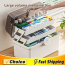 Pastillero de gran capacidad, color blanco marfil, 1 unidad, para almacenamiento de medicamentos domésticos, clasificación multicapa