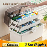 1 piece ivory white large capacity pill box for household medicine storage multi-layer classification household medicine box