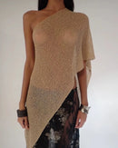 Jaded London gold knit hollowed-out one-piece top halter shawl multi-wear holiday style halter