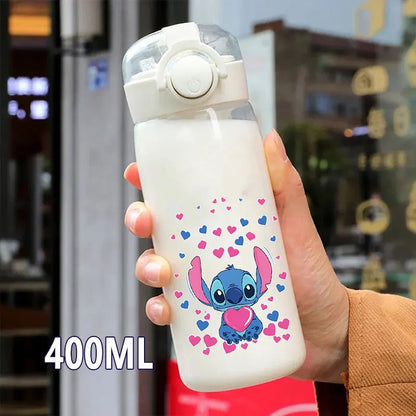 600/400ML Lilo&Stitch Straw Bottles Disney Drinking Office Transparent Portable Anti Drop Children's Water Bottle PC Material