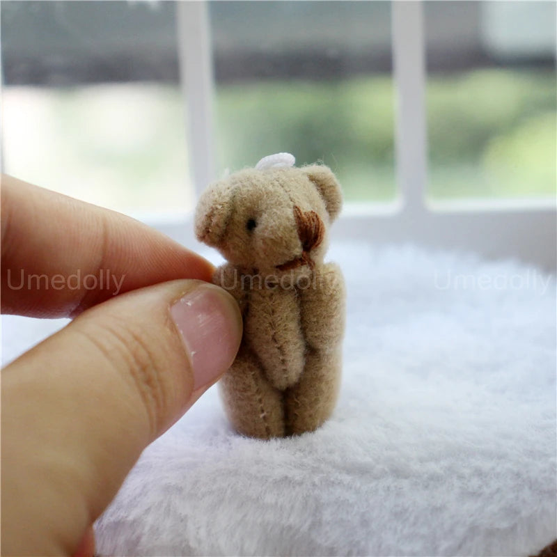 1/6 or 1/12 Scale Miniature Dollhouse Bear Rabbit Plush Toy Mini Kids Room Decor for OB11 Blyth Doll Accessories