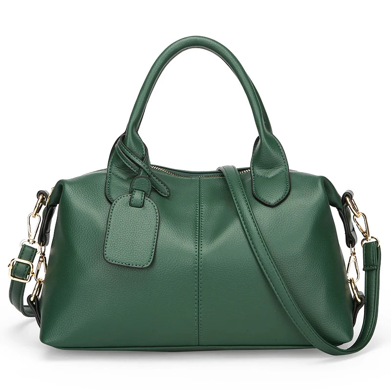 Genuine Brand Soft Leather Shoulder Bag For Women Casual Tote Bag Female Solid Color Purse Simple Design Handbag Commuting Sac