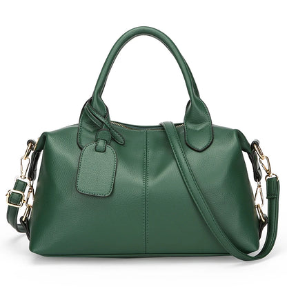 Genuine Brand Soft Leather Shoulder Bag For Women Casual Tote Bag Female Solid Color Purse Simple Design Handbag Commuting Sac