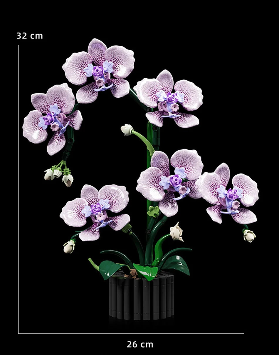 Creative Orchid Cymbidium Eternal Flowers Potted Plant Building Blocks Simulation Phalaenopsis DIY Bricks Toys Valentine's Gift