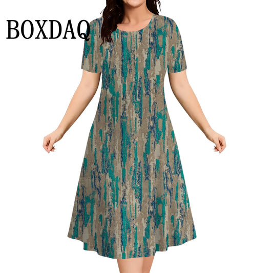 Summer Flowers 3D Printed Short Sleeve Dress Women Casual Fashion Plus Size Round Neck Loose Dress For Women Large Size 8XL 9XL