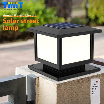 LED Solar Column Light Waterproof Solar Light Outdoor Remote Control Garden Sunlight Fence Channel Outdoor Decorative Light IP65