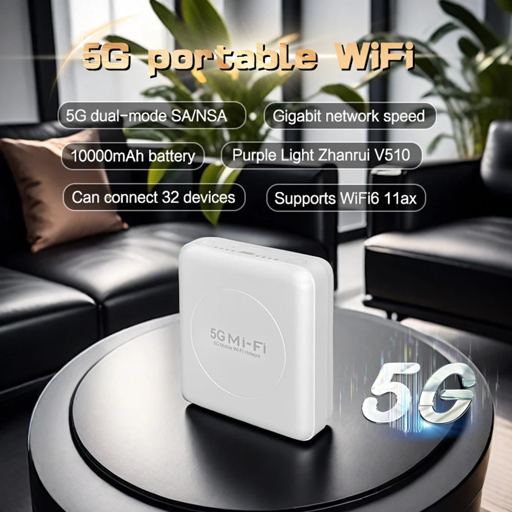 5G WiFi 6 Mobile Hotspot Router with SIM Card Slot Portable WiFi Device Pocket Mobile Hotspot for Home Office Travel