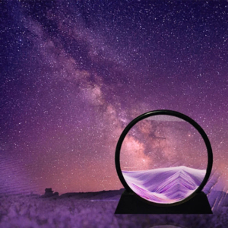 3D Moving Sand Art Picture Round Glass Deep Sea Sandscape Hourglass Quicksand Craft Flowing Sand Painting Office Home Decor Gift