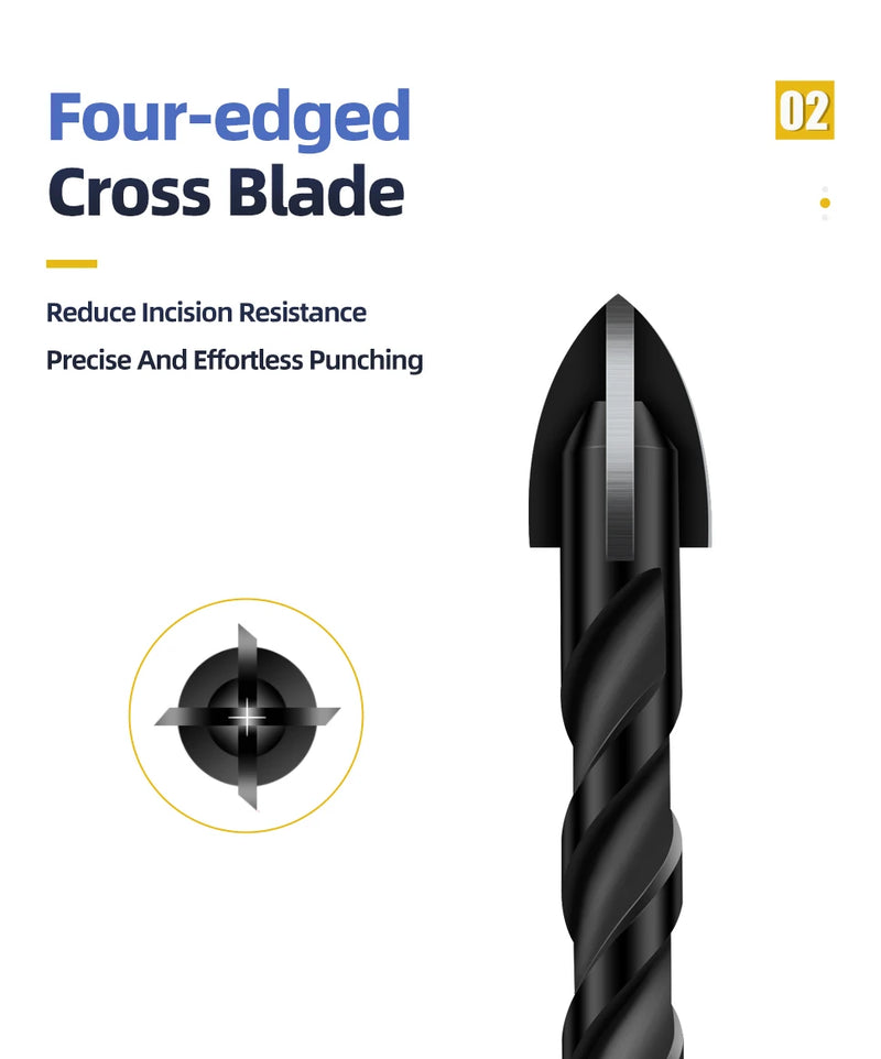 Cross Hex Drill Bit Set For Concrete Porcelain Tile Glass Metal Professional Multifunction Drill Bits Kit Tools Carbide Drills