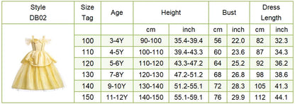 Children Princess Costume Kids Halloween Carnival Beauty Beast Birthday Party Clothes Girl Yellow Belle Cosplay Dress Up