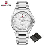 New Style NAVIFORCE Men's Wrist Watch 3ATM Waterproof Stainless Steel Band Luminous Pointer Display Luxury Boys Watches Gifts