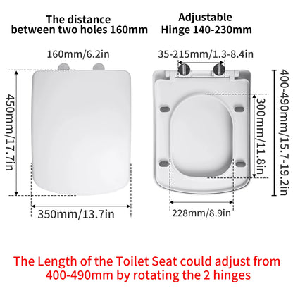 O-Shaped Toilet Seat Slow Close Quiet Lid Thickened Durable for Both Adults Children Universal Bathroom Accessories