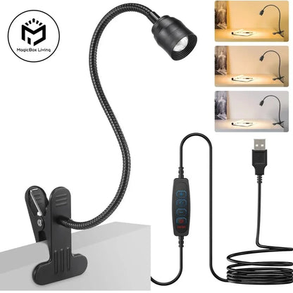 Zoomable led luzes de leitura braçadeira usb livro luz flexível pescoço de ganso ler luz da noite ajustável livro lâmpada studing lâmpada de leitura