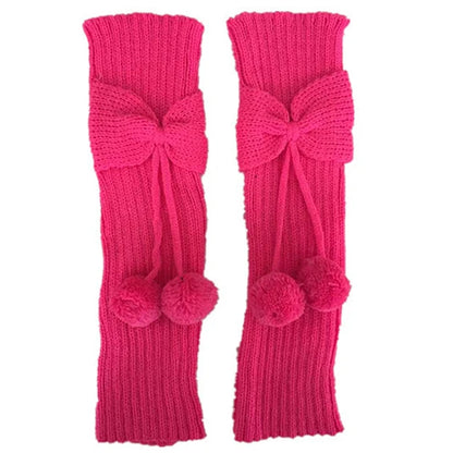 Girls' Bowknot Pompom Knit Leg Warmers, Boot Socks, Cuffs, Toppers, Christmas Gifts, Fashion, Kids 