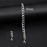 3-11mm Thick Waterproof Chain Bracelet for Men, Stainless Steel Cuban Chain Wristband, Classic Punk Heavy Men's Jewelry Gift