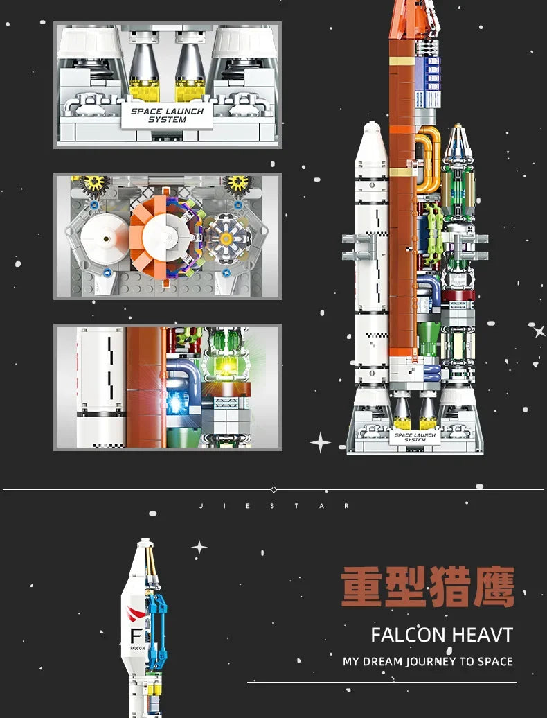 Building blocks rocket model science education toys decoration early education assembly DIY heavy rocket model JJ9030