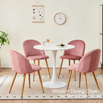 A Set Of 4 Dining Chairs With Soft Velvet And Metal Feet Suitable for Kitchen Dining Room Living Room Lounge(Pink/Green/Blue))