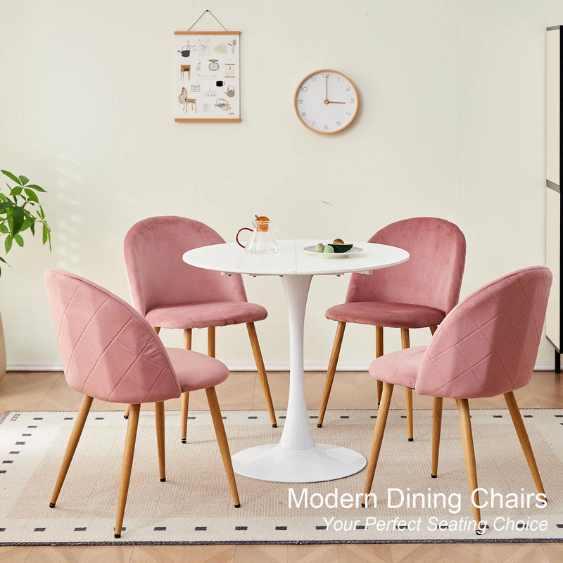 A Set Of 4 Dining Chairs With Soft Velvet And Metal Feet Suitable for Kitchen Dining Room Living Room Lounge(Pink/Green/Blue))