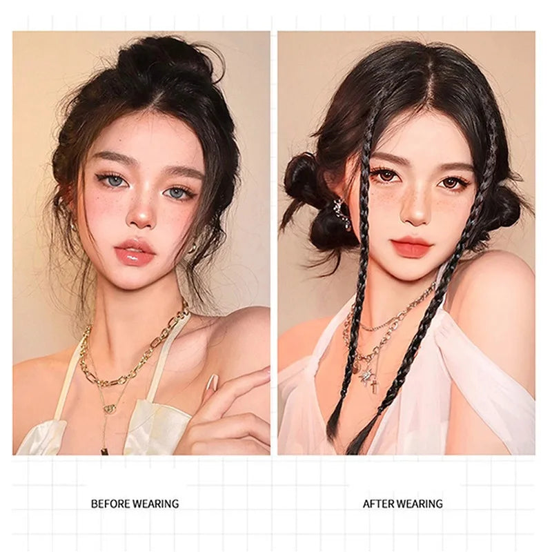 Synthetic 2pcs Braid Wig With Strong BB Clip Lightweight Box Braid Ponytail Hair Piece for Women