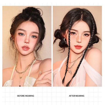 Synthetic 2pcs Braid Wig With Strong BB Clip Lightweight Box Braid Ponytail Hair Piece for Women