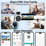 WONSDAR 2pcs Outdoor WIFI IP Camera Smart Home Security Protection PTZ Camera AI Auto Tracking Night Vision Surveillance iCsee