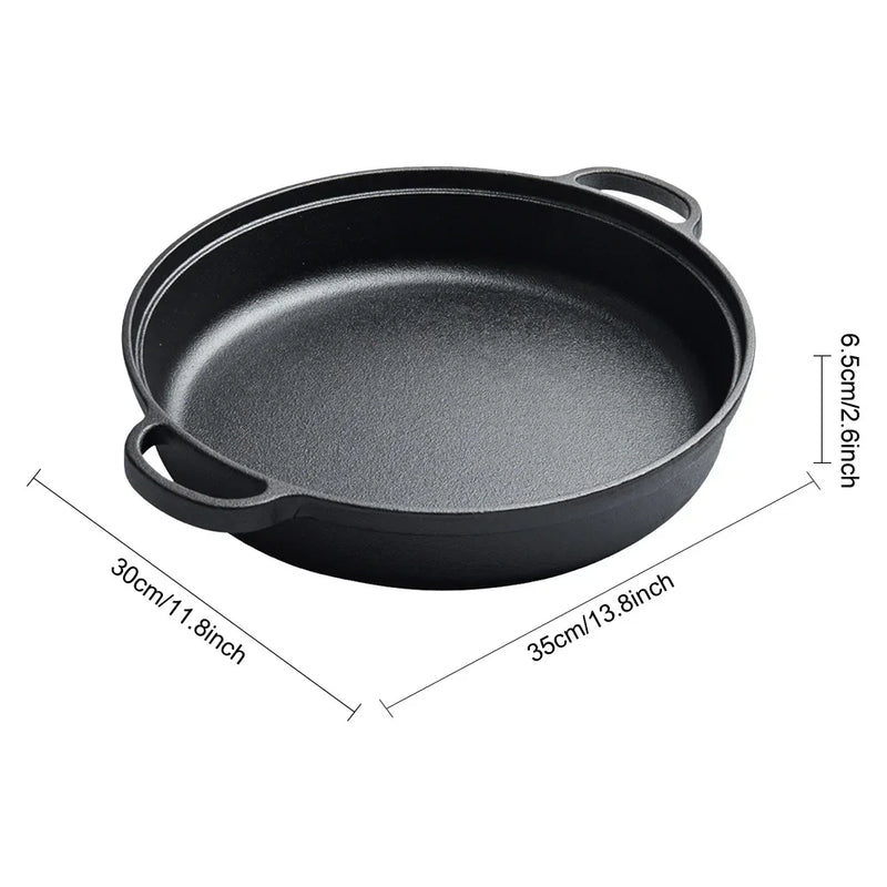8.7/9.8/11/11.8inch Cast Iron Skillet with Double Handles Frying Pan Baking Tray for Bread Baking Outdoor Cooking Camping