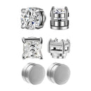 1/3Pairs 6MM Crystal Magnetic No-Pierce Stainless Steel Stud Earrings for Men Punk Zircon Magnet Earrings Non Piercing Jewelry
