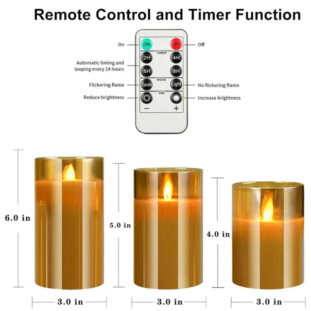 Flameless Electric LED Candle with Remote Control, 3D Wick, Battery Operated, Hotel, Wedding, Birthday Party Decoration