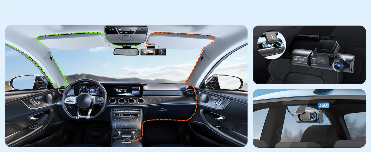AZDOME M550 Pro 5.8Ghz WiFi 3 Channel Dash Cam 4K+1080P Built-in GPS 3.19" IPS Screen Car DVR IR Night Vision 24H Parking Mode