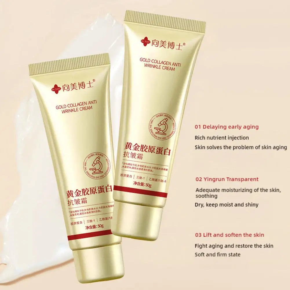 Gold Recombinant Collagen Anti Wrinkle Cream Moisturizes The Skin, Reduces Fine Lines, Moisturizes and Softens The Skin 30ml/50g