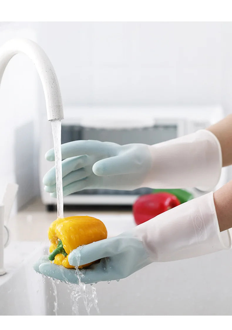 Household Dishwashing Gloves for Women, Waterproof Rubber Gloves for Washing Clothes, Thin Household Latex Gloves for Brushing Bowls #2723