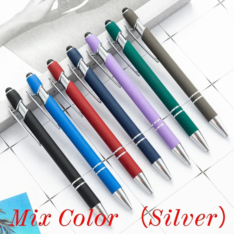 50pcs Light Metal Ballpoint Pen Touch Screen Pen Office School Advertising Pen Custom Logo Text Engraving Laser Engraving