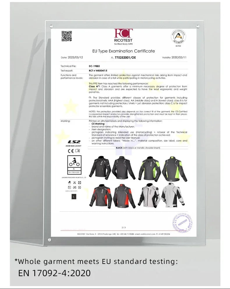 LS2 Winter Waterproof Motorcycle Jacket Men Women CE Certified Riding Jacket Warm Protective Gear with Removable Thermal Liner