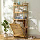 Laundry Hamper Bathroom Rack High-capacity Bamboo Laundry Baskets With Shelf With Tilt Out Basket Wooden Storage Hamper Racks