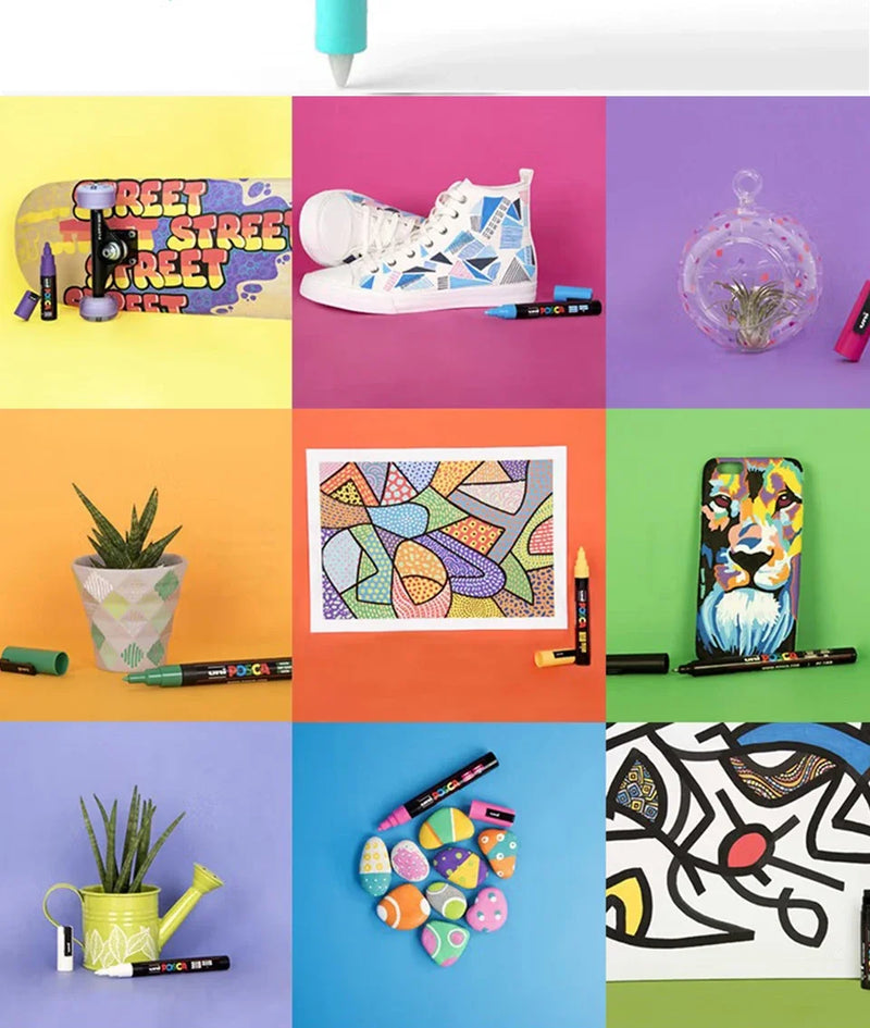 16pcs Japan UNI POSCA Markers Set Acrylic Graffiti Drawing Permanent Waterproof Children's Drawing PC-3M/1M/5M Art Supplies