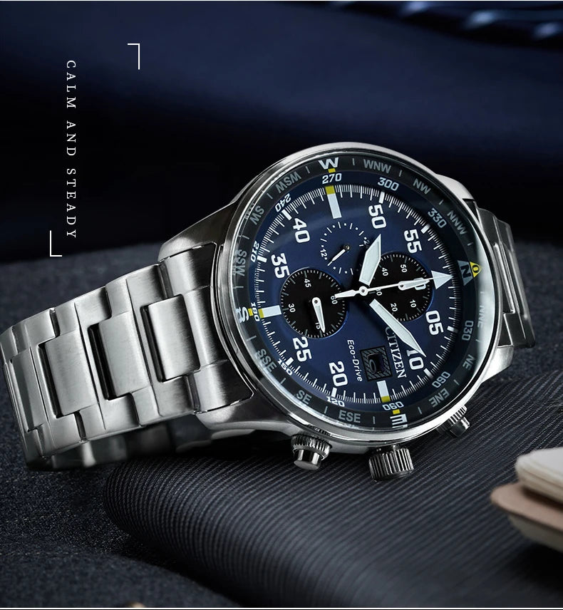 Citizen Fashion Men Stainless Steel Watch Luxury Calendar Quartz Wrist Watch Business Watches for Man Clock Montre Homme