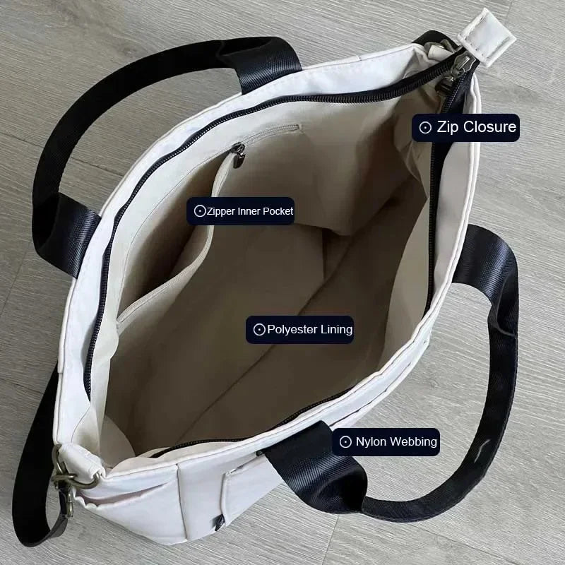 Nuevo bolso de hombro informal de gran capacidad, de nailon, impermeable, de lona, ​​sencillo y moderno, para colegiala.