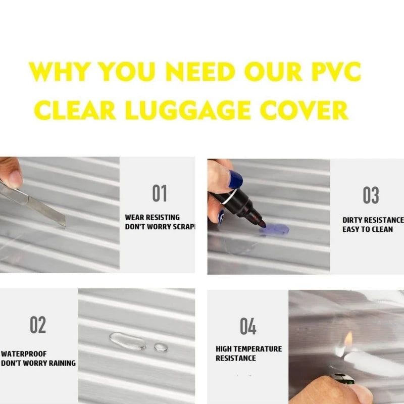 Waterproof Wheeled Suitcase Dust Cover Clear PVC Suitcase Cover Protectors Transparent Luggage Covers Dustproof Travel Sleeve
