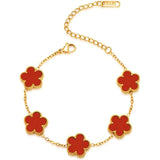 Stainless Steel Clover Bracelet for Women 14k Gold Silver Five Leaf Flower Delicate Lucky Link Bracelets Jewelry for Girls 