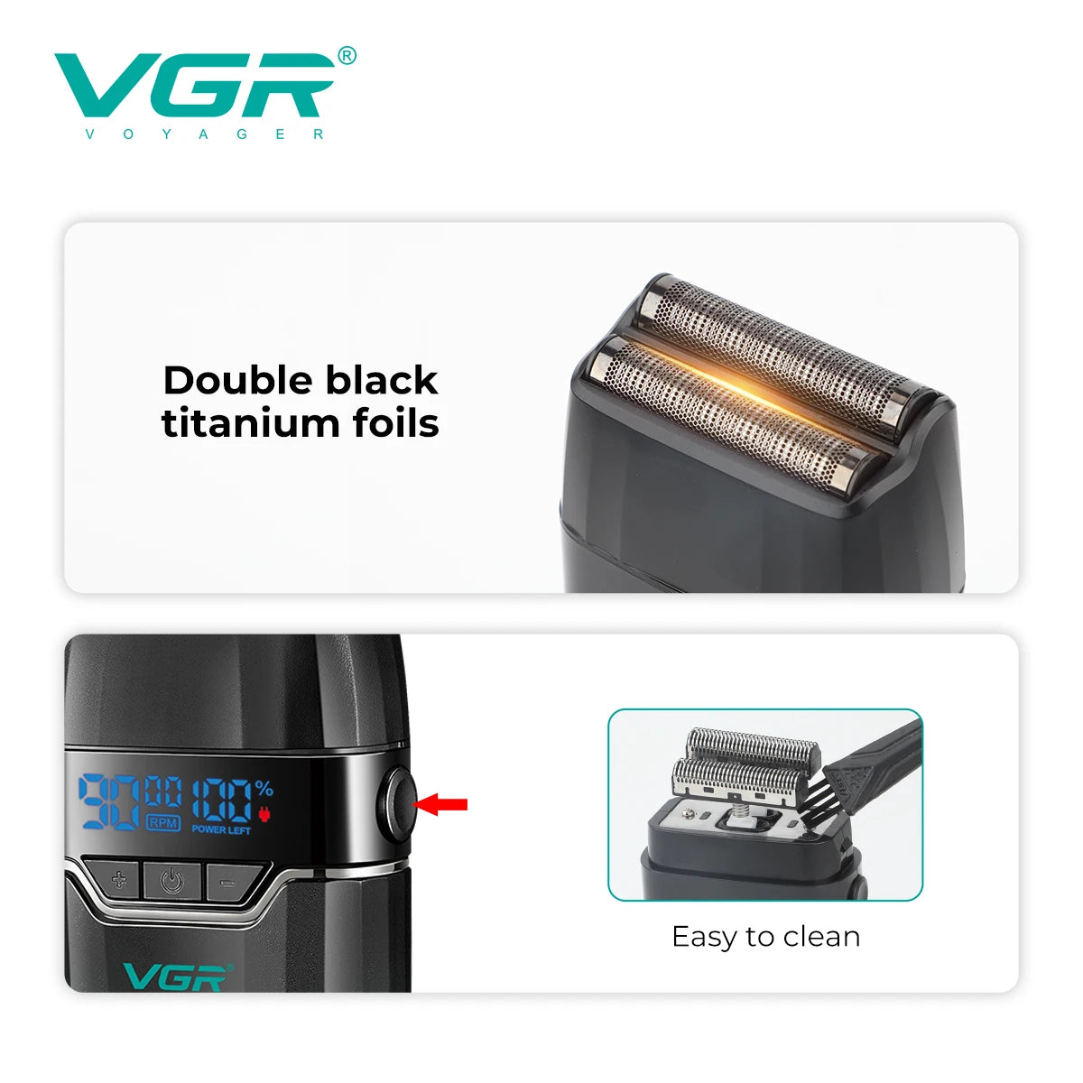 VGR Hair Trimmer Professional Barber Cordless Clipper Electric Hair Cutting Machine Metal Hair Trimmer for Men V-003 V-906 V-308