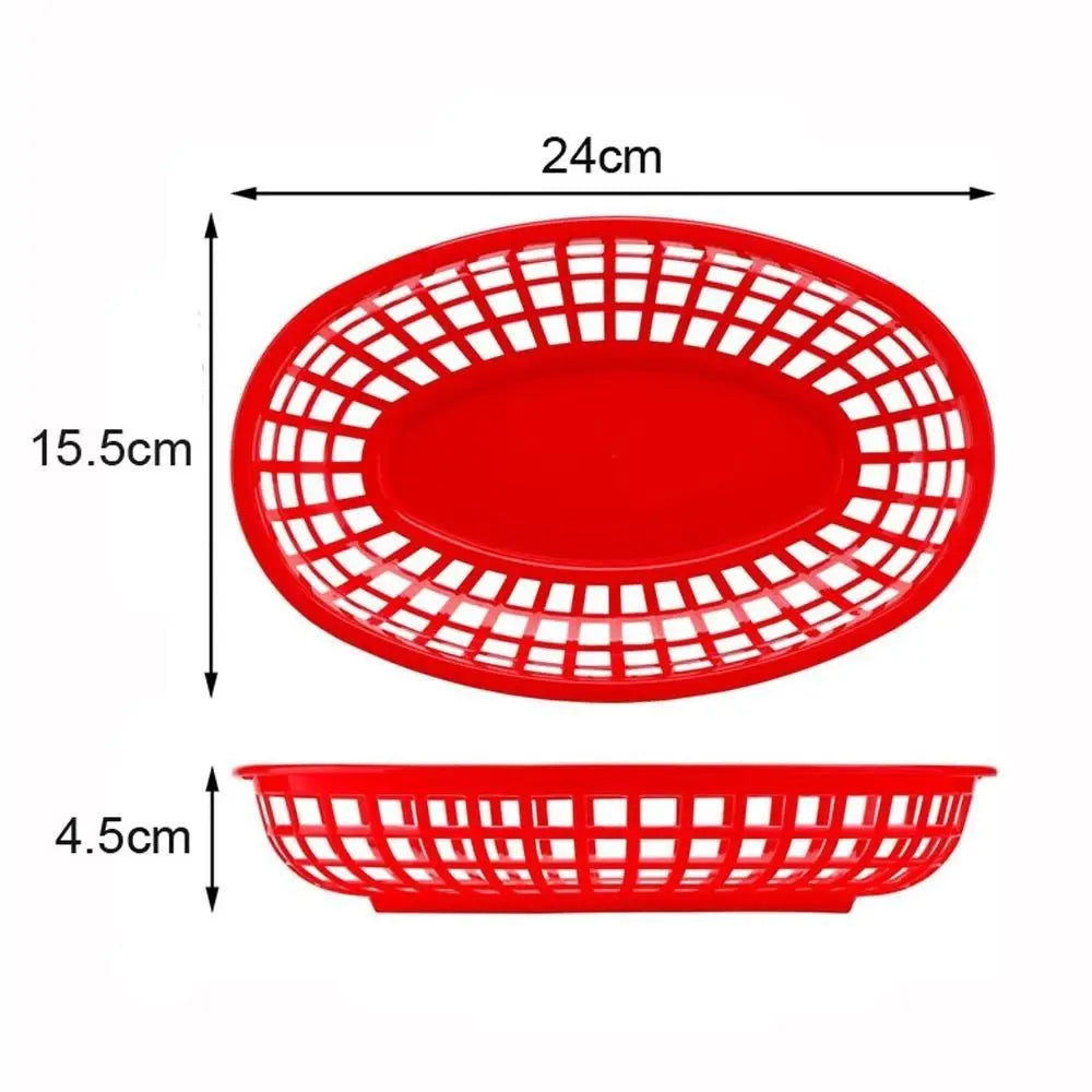 Photo Prop Plastic Food Baskets Reusable Colorful Bread Plate Oval Shape Basket Serving Desktop Decor
