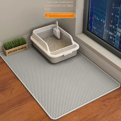 Alfombrilla para arena de gato de 90 x 60 cm, impermeable, de doble capa, para inodoro de mascotas, antideslizante, lavable y de arena.
